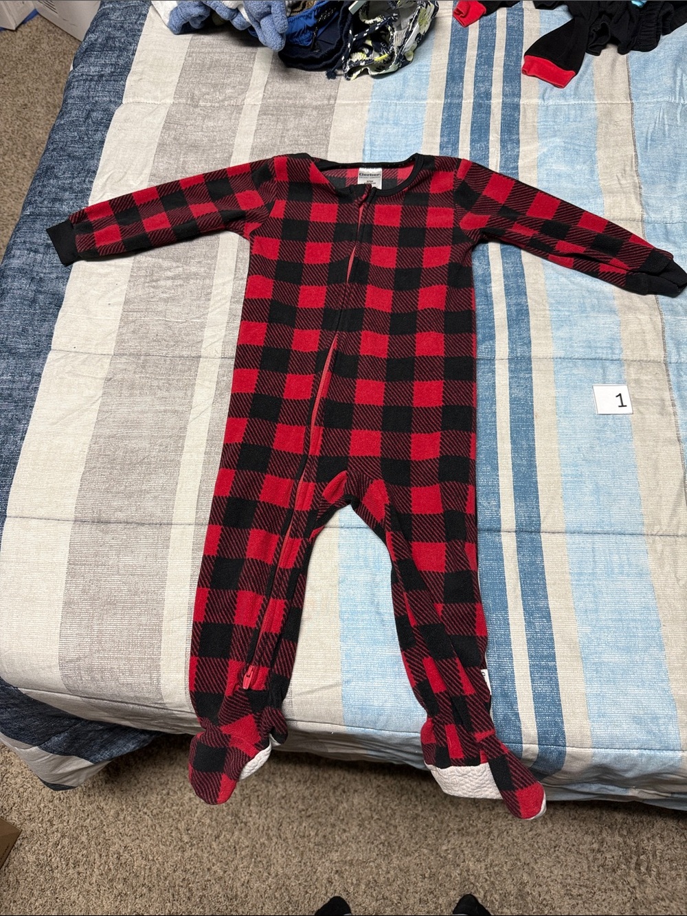 Gerber Red and Black Buffalo Plaid Footed One-Piece